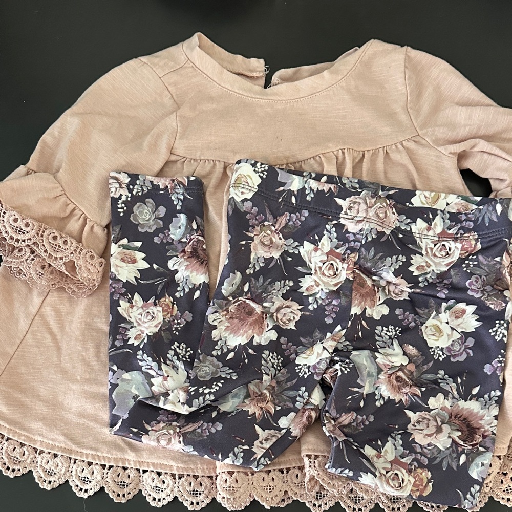 Cynthia Rowley Blush Pink Toddler Top and Floral Legging Set
